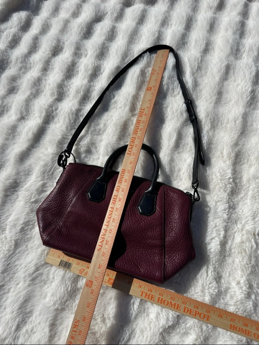 Michael Kors Campbell satchel pebbled burgandy crossbody black trim - Picture 4 of 14